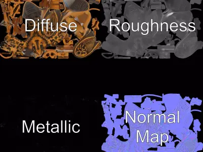 Steampunk Bird Sculpture model pack Low-poly 3D model