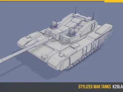 Stylized Tank K2BlackPanther Low-poly 3D model