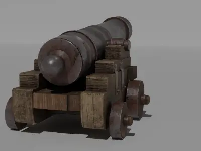 Old metallic cannon Low-poly 3D model