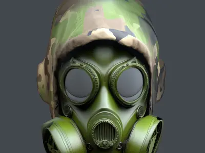 Gas mask helmet 3d model military combat Low-poly 3D model