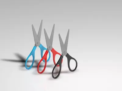 High poly model scissors three pairs of Free low-poly 3D model