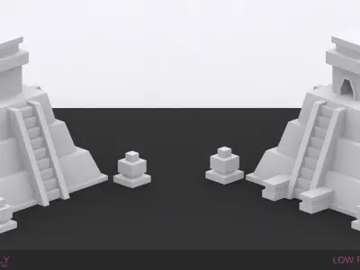 Mayan Pyramid Cartoon Low-poly 3D model