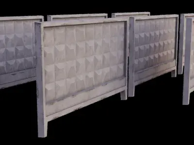 Modular soviet concrete fences Free low-poly 3D model