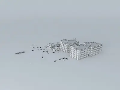 Movie Set group of buildings 3D model