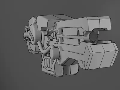 rail gun sci fi  Low-poly 3D model