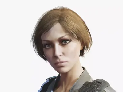 Female Soldier Low-poly 3D model