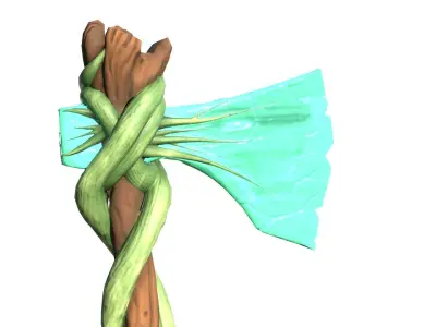 Game-Ready Stylized Fantasy Nature Axe Low-poly 3D model