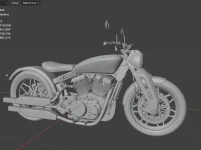 Royal Enfield KX 835 Bobber Motorcycle Low-poly 3D model