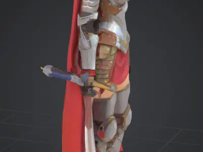 Yellow haired warrior woman Low-poly 3D model