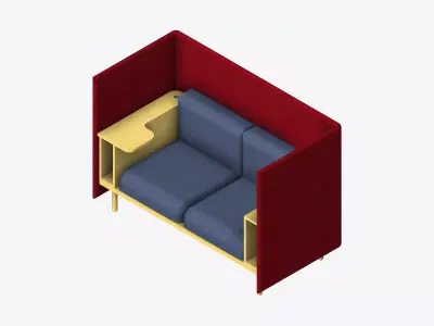 Sofa - Contemporary - Flame Work Shelf - Left - Armrest Shelf Low-poly 3D model