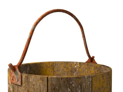 Dirt Wooden Bucket 02 Low-poly 3D model
