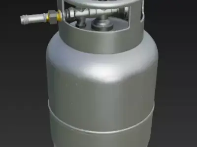 Propane Gas Cylinder with Regulator and Gauge PBR 3D Model 3D model