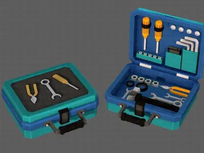 Tools box cartoon V01 Low-poly 3D model