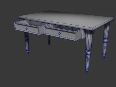 Table wooden with two drawers Low-poly 3D model