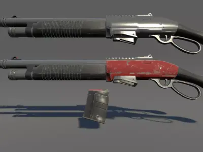 Zombie Shotgun Low-poly 3D model