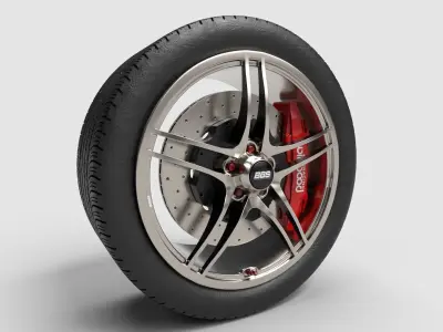 Rim with brake set and tire CG 3D model