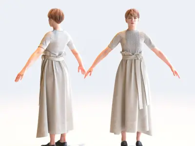  A Pose Asian Casual Woman Collection - 5 Models x 5 color variations 