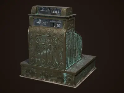 Antique Cash Register  National Low-poly 3D model