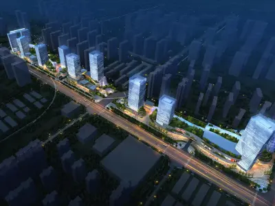 3Dmax fashion city commercial square building 424 3D model