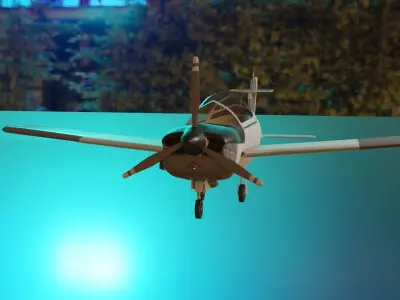 Helicopter plane flying in sky Low-poly 3D model