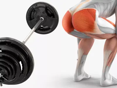 Male Muscular System Deadlift Anatomy 3D model purchase