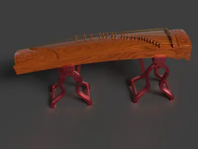 Chinese musical instrument guxheng Low-poly 3D model