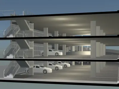 Parking garage building in section cut 25-15 3D model