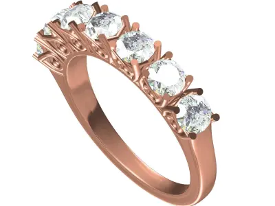 Seven Stone Antique Solitaire Wedding Ring 3D print model