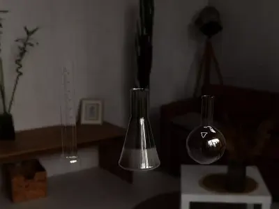 Flasks living room with two lamps TEST Model Free 3D model