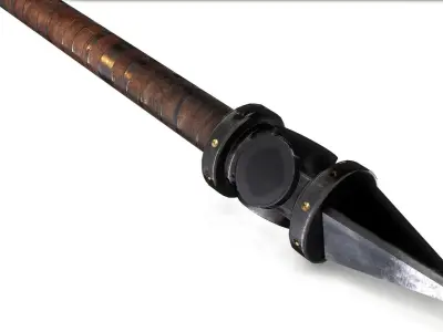 mace PBR wooden weapon with metal parts Low-poly 3D model