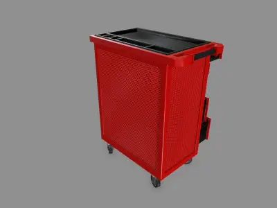 Cupboard tool cart on wheels Low-poly 3D model