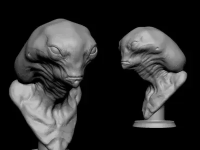 Grey Alien Bust 3D Print Model Free 3D print model