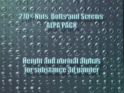 270 Nuts Bolts and Screws ALPHA PACK Low-poly 3D model