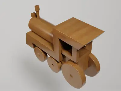 Wooden Toy Train Low-poly 3D model order