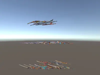 Cartoon Fantasy Weapons Katanas Low-poly 3D model