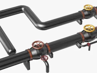 Black Industrial Pipes Model 3D model purchase