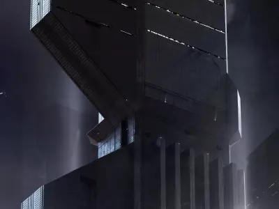 Brutalist Scifi Future Building 03 3D model
