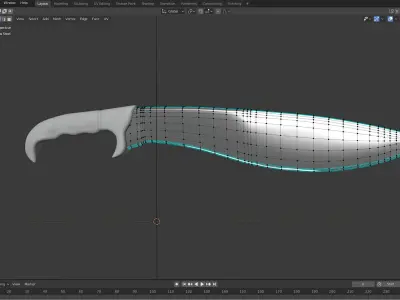 Damascus Hunting Machete Low-poly 3D model