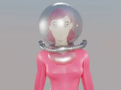 Scifi  Astronaut Girl rigged Animated Game-ready Low-poly 3D model