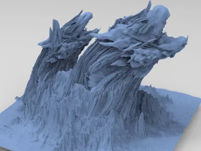 Dragon Clawed Spiked mountain 2 heads  3D model