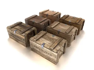 Explosives crate pack PBR Low-poly 3D model