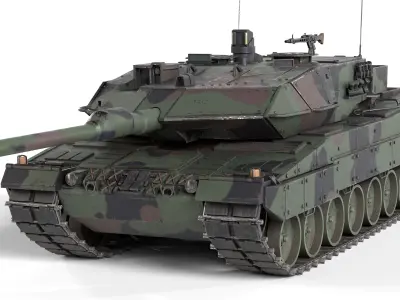 Leopard 2A6 Battle Tank Low-poly 3D model