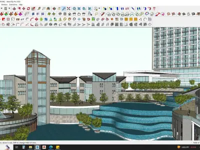CITYSCAPE WITH BUILDINGS SKETCHUP MODEL RESIDENTIAL HOUSES 3D model
