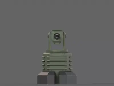 PBR Turret Gun 03 Green Low-poly 3D model