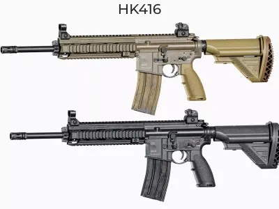 AR 15 Modular Tactical Assault Rifle HK416 3D Model Pack