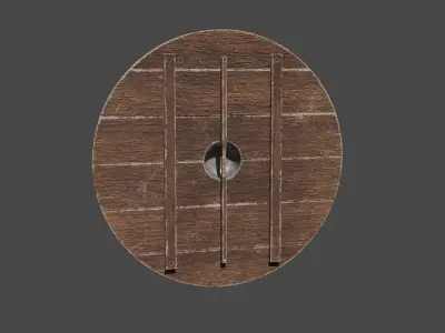 Shield 1 wooden Low-poly 3D model