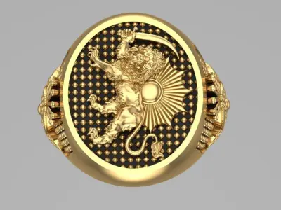 New lion and sun ring 3D print model