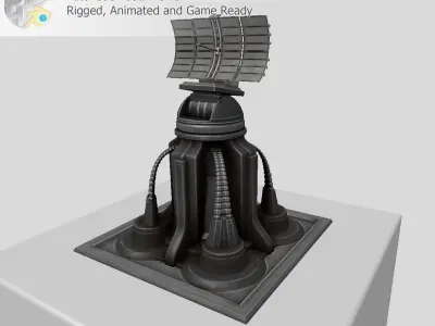 Futuristic Radar Tower Low-poly 3D model