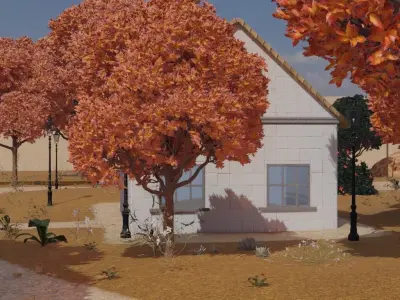 Autumn Village Scene 3D model