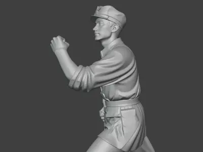Military sculpture warrior military battle war hero soldier 3D print model 4